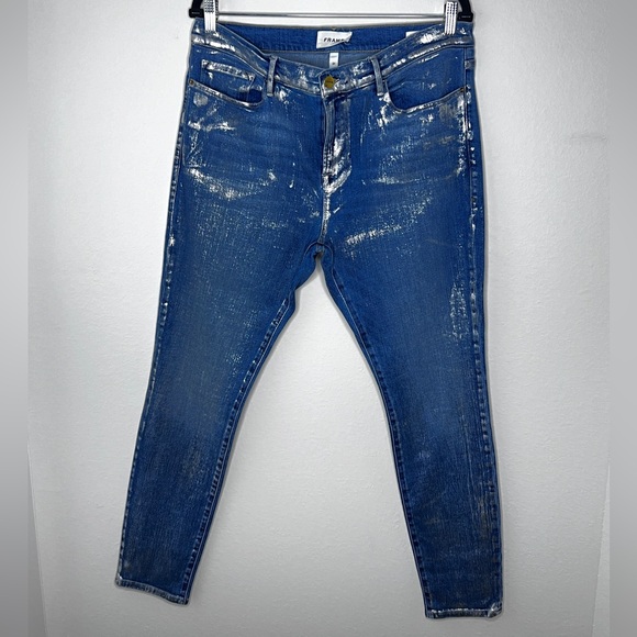 Frame Metallic Foiled Jeans Women’s Sz 31 - Picture 3 of 7